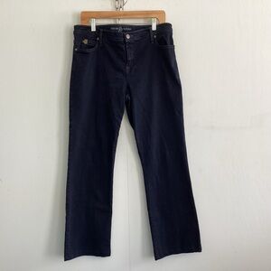 Second Yoga Bootcut /Straight Leg 5 pocket Dark Wash Contrasting Topstitch 34 30